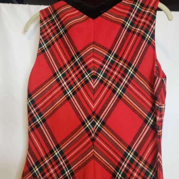 Red Plaid Jumpsuit One Piece Bill Atkinson Wool Polyester Velvet Vintage Size 10 - Picture 12 of 16